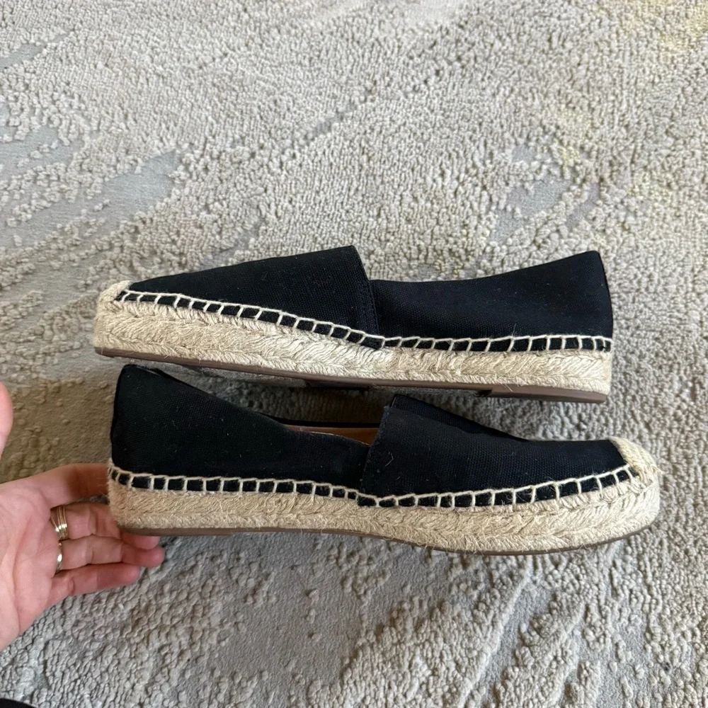 J Crew espadrille slip on flats black canvas  8.5